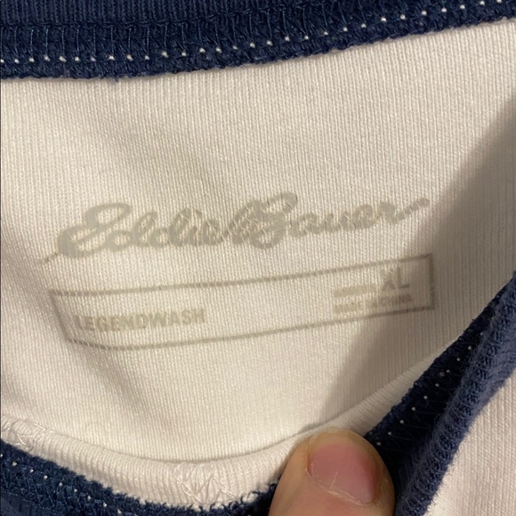 Eddie Bauer  White and Orange Crewneck Top. Soft and comfortable - Picture 2 of 7
